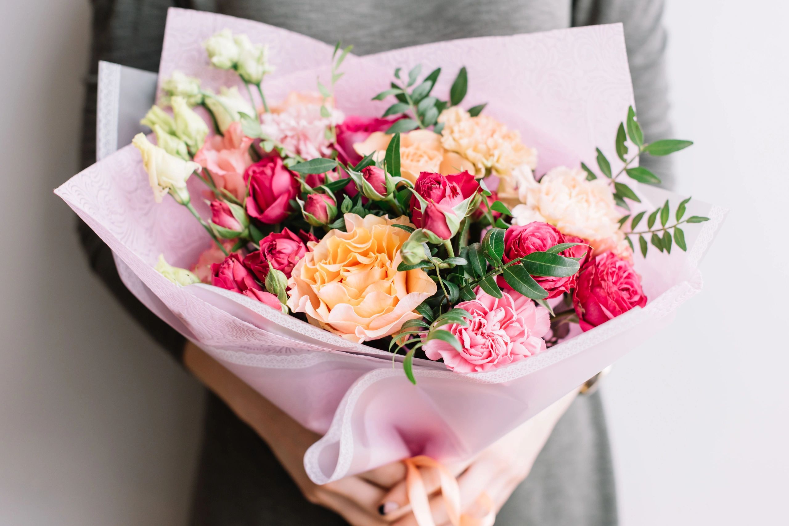Elegant white roses bouquet.